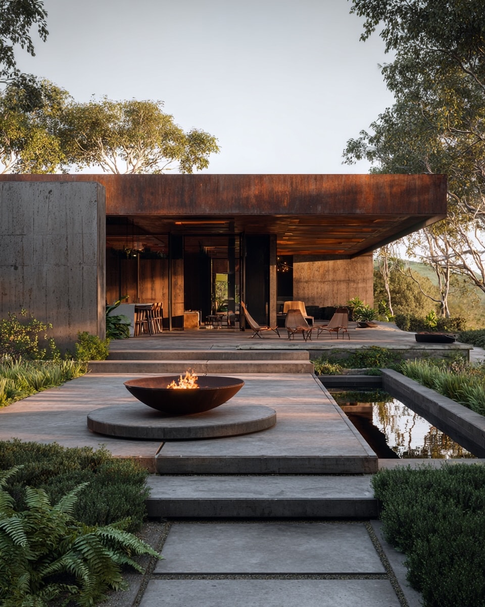 Residência contemporânea cercada por paisagismo